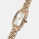 Emporio Armani Gianni T Bar Quartz Crystals White Dial Rose Gold Steel Strap Watch For Women - AR11406